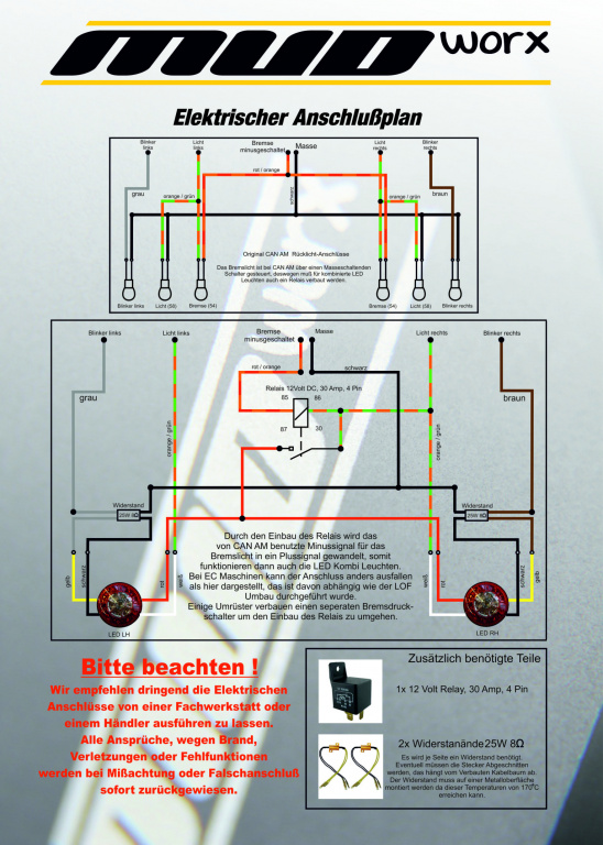 Mud Worx LED Swap Rückleuchten Kit für CAN-AM Renegade G2 elektrischer Schaltplan